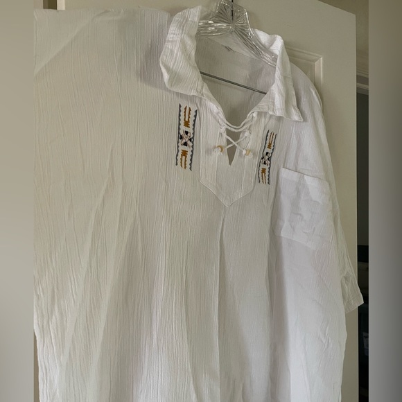 Womens White Cotton Blouse or Beach Cover up - Picture 4 of 9